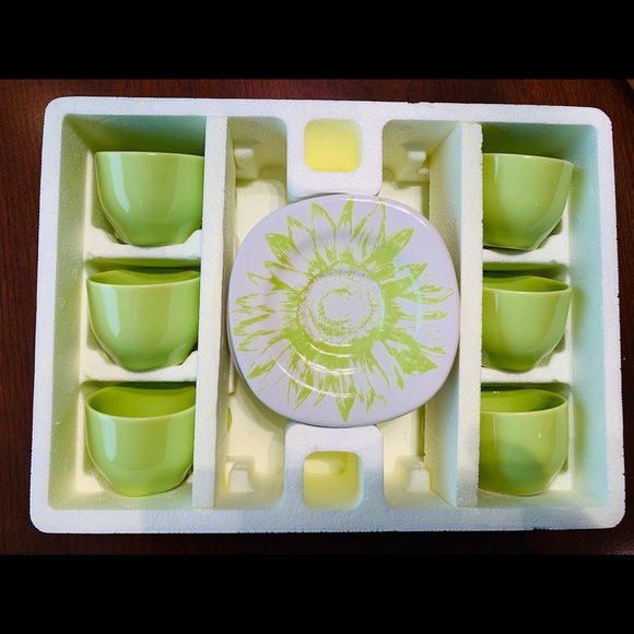Set of 6 Espresso Turkish Coffee Cups & Saucers Light Green Color 12 Pc Set box - Picture 2 of 14